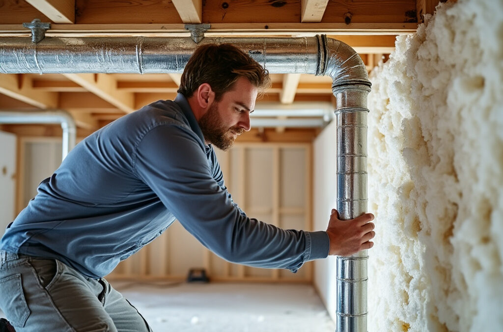 Image of a homeowner insulating pipes in his Jacksonville Florida home with Turner Plumbing