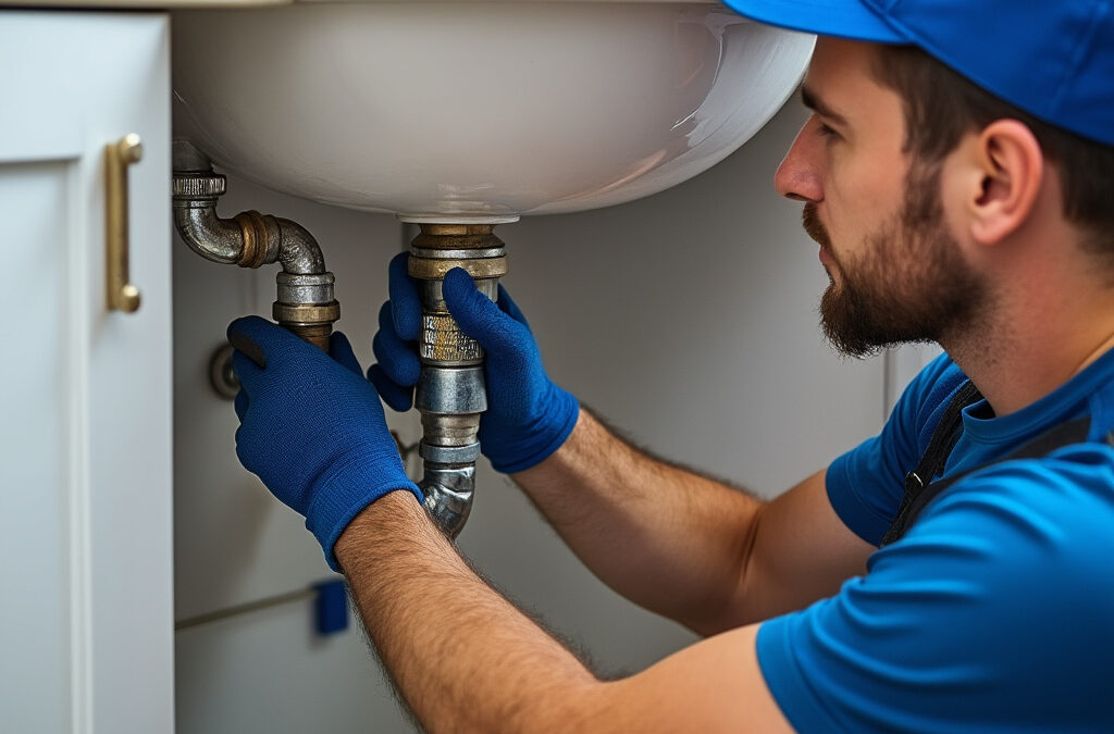 Plumber from Jacksonville FL Turner Plumbing fixing a sink